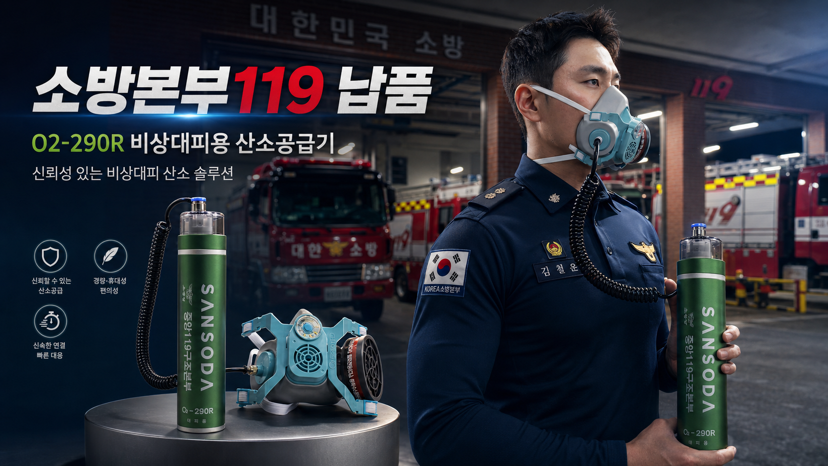 SANSODA O2-290R 소방본부119 납품 제품 홍보 이미지